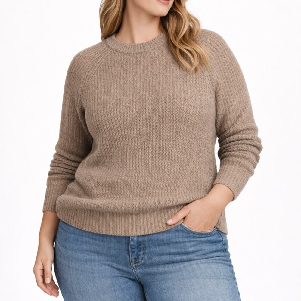 Industry Republic Wool Blend Knit Sweater XL Taupe Neutral Crewneck NWT
